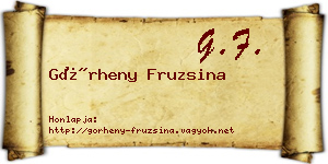 Görheny Fruzsina névjegykártya